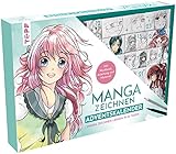 Manga zeichnen Adventskalender - Manga zeichnen lernen in 24 Tagen, Mit Anleitungsbuch, Workbook und Zeichenmaterial Box (38,5 x 26,5 x 5 cm) mit 24 kleinen Boxen