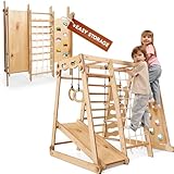 Verbessert 9-in-1 Klettergerüst Indoor für Kinder, Montessori Klettergerüst mit Rutsche, Schaukel, Kletterwand, Kletterdreieck – Spielplatz für Kinderzimmer