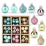 Gukasxi Weihnachtskugeln Baumschmuck 99 Stück Farbig und Glitter Christbaumkugeln Set Klein Hängende Weihnachts Kugeln Dekoration Ornamente ür Weihnachten Urlaub Hochzeit Party Dekoration 3cm Ø