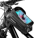 ROCKBROS Fahrrad Rahmentasche Lenkertasche Wasserabweisend Handytasche für Smartphone bis zu 6.8 Zoll mit TPU Sensitivem Touchscreen für Montainbikes, Rennrad, Ebikes