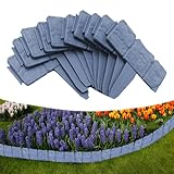 Rasenkante aus Kunstoff 20pcs,5m Biegbarer beetumrandung Kunststoff Design,für Balkon,Terrasse, Rasens Standard gartenpalisade anthrazit. (L x H): 25x 23cm(Grey, 20 pcs)