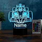 Optechvisual Personalisierte Formel-1 Nachtlicht Lampe, Geschenk für Formal eins Fans Geschenk Idee für Rennfahrer, als Tischlampe und Dekor