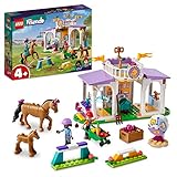 LEGO 41746 Friends Reitschule Set mit 2 Spielzeug-Pferden, Aliya und Mia Mini-Puppen, Reitstall- und Pferdespielzeug, Tierpflege-Geschenk für Kinder, Mädchen und Jungen ab 4 Jahre