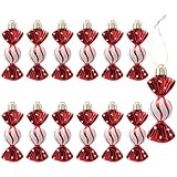 Herzwild 12pcs Weihnachtsbaumschmuck Süßigkeiten Anhänger Weihnachten Weihnachtsdeko zuckerstangen Anhänger für Weihnachtsbaumanhänger (red-B)