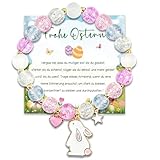 PeakPeek Ostergeschenke Mädchen 4 5 6 7 8 9 10 11 12 Jahre, Ostergeschenke kinder Armband Mädchen Geschenke mit Osterkarten, Kleinigkeiten zu Ostern Kinder Mädchen Ostern Mitgebsel Hase Kinderarmband