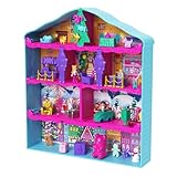 Polly Pocket - Adventskalender mit Puppen, Lebkuchenhaus-Spielset mit 24 Überraschungen, Puppenhausmöbel, Spielzeugauto und Weihnachtszubehör, HWP33