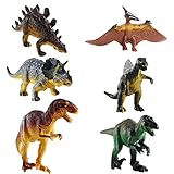 FOGAWA 6 Stück Dinosaurier Spielzeug Set Dinosaurier Figuren Kinder Realistische Dinos Spielzeug Tyrannosaurus Rex Modell für Kinder Kindertag Geschenke Kindergeburtstag Party Deko