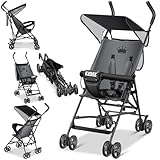 KIDIZ® Kinderwagen CITY Buggy Kinderbuggy klappbar Sportwagen Faltbar 360° 4-Zoll-Räder Inkl. Sonnen- und Regenverdeck zusammenklappbar 5-Punkt-Sicherheitsgurt ab 6 Monate, Anthrazit