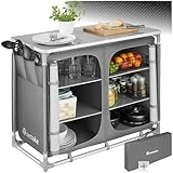 tectake® Faltbare Reiseküche, Camping Küche, Camping Zubehör Küchenschrank, Campingtisch für Outdoorküche, Wohnwagen, Vorzelt, Auto Camping, Outdoor Campingküche mit Transporttasche - grau