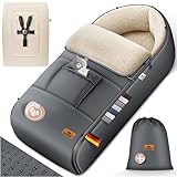 Kidiz® Babyfußsack Baby Fußsack Winterfußsack Babyschale mit Reißverschluss Kuschelsack Babydecke Kinderwagen waschbar verschließbarer Kopfteil,Tasche, passend für alle Kinderwagen, Anthrazit
