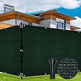 Duerer Sichtschutz Zaun 1.2m x 15.2m Gartenzaun Schattiernetz mit ösen 170g/m² Blockade UV-Schutz Outdoor Windschutz Sonnenschutz Sichtschutz Gewebe Hinterhof im Freien, Terrasse mit Kabelbinder, Grün
