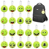 CHENKEE Reflektor Anhänger, 20 Stücke Sicherheits Reflektor Anhänger Sicherheitsanhänger Reflektor Anhänger für Schultasche Radfahren Gehen Laufen (Smiley)