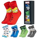 Marvel Jungen Socken, Leichte und atmungsaktive Crew Socks im 5er-Pack(Mehrfach,30-35 EU)