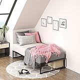 Zinus Lorelai Bett 100x200 cm - Höhe 31 cm mit Stauraum unter dem Bett - Metall-Plattformbettrahmen - Schwarz