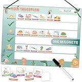 Mini Mindz® Tagesplaner Kinder - Montessori Magnettafel im niedlichen Design inkl. 160 Magnete & Stift - Lernspiele ab 3 Jahre - Kalender Kinder - Tagesplan Kinder - Magnettafel Kinder