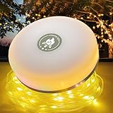 Camping Lichterkette Aufrollbar, Wasserdicht-Langlebig, 4-in-1 USB Aufladung LED Lichterkette,Enthält 10 Fotoclip,8 Beleuchtungsmodi für Camping, Zelt,Hof und Häuser,gemütliche Ecken (10M)