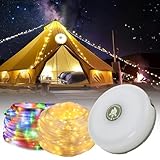 Jsdoin Camping Lichterkette Aufrollbar, 3-in-1 Außenlichterketten mit 5 Beleuchtungsmodi LED Lichterkette 10m, 30s Wiederherstellung, USB Ladung Wasserdichte Tragbare Aufrollbare Camping Lichterkette