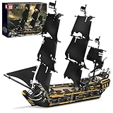 Mould King 13199 Piratenschiff Bausteine,Groß MOC Black Pearl Segelschiff MOC Modellbausatz Klemmbausteine für Erwachsene(3180 Teile)