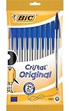 BIC Kugelschreiber Set Cristal Original, in Blau, Strichstärke 1 mm, 10er Pack, Ideal für das Büro, das Home Office oder die Schule