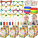 G.C Bausteine Mitgebsel Kindergeburtstag mit Bausteine Party Brillen Schlüsselanhänger Silikon Armband Mitgebsel Tüten Give Aways Kindergeburtstag Pinata Füllung für Junge Mädchen