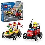LEGO City Pizzalieferwagen vs. Löschauto - Seifenkisten Spielzeug für Mädchen und Jungen ab 5 Jahren - Bauset mit 2 Fahrer Minifiguren - Geschenk zum Geburtstag & für die Feiertage 60458