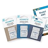 SCHMETZ Nähmaschinennadeln I Starter-Set | 5 Universal-Nadeln | 5 Jersey-Nadeln | 5 Jeans-Nadeln | Beliebteste Nadeldicken | auf allen gängigen Haushaltsnähmaschine einsetzbar | 1 Nadel ABC