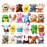 24 Pack Mini Plüschtiere Set Mini Kuscheltier Tiere Schlüsselring Anhänger Party Geschenk Spielzeug Mitgebsel für Geburtstag Tombola Kleine Geschenke