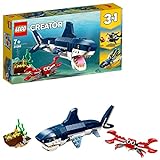 LEGO Creator Bewohner der Tiefsee, Spielzeug mit Meerestieren Figuren: Hai, Krabbe, Tintenfisch und Seeteufel, Set für Kinder ab 7 Jahre 31088