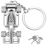 VAGCARS Formel 1 Schlüsselanhänger, Metall F1 Schlüsselanhänger, Motor Sport F1 Auto Kette, Autoschlüssel-Anhänger, Geschenk für Auto Fan Geschenk, Jungen, oder Herren (Silber)