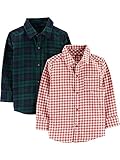 Simple Joys by Carter's Jungen Long-Sleeve Woven Shirt, Pack of 2 Hemd mit Button-Down-Kragen, Grün Karo/Rot Vichy Karo Karo, 5