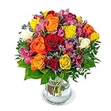 Blumenstrauß Farbtraum, Bunter mit Rosen, Inkalilien und Statice, 7-Tage-Frischegarantie, Qualität vom Floristen, handgebunden, perfekte Geschenkidee