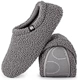 VeracCosy Damen Memory Foam Plüsch Hausschuhe Antirutsch Baumwolle Pantoffeln Mit Polar Fleece-Futter, Grau, 40/41 EU Weit