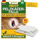 GREEN GUARDIA Pelzkäfer Falle mit Spezial-Lockstoff - 9X Pelzkäfer Fallen - umweltfreundlich Pelzkäfer bekämpfen, Chemiefreie Falle mit starker Klebefläche, giftfrei & geruchsneutral