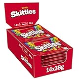 Skittles Süßigkeiten | Vegan Fruits Kaubonbons Großpackung | American Football Snacks | Ananas und weitere Aromen | (14 x 38g ) | , 38 g (14er Pack)
