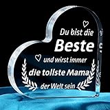 Blumuze Geschenke für Mama,Herzförmiges Acryl Dekoschild Mama Geschenk,Geburtstagsgeschenk Weihnachten für Mama,Beste Mutter Geschenkidee Mutter Geschenk zum Muttertag