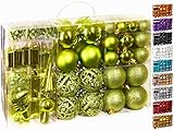 BRUBAKER 101-teiliges Set Weihnachtskugeln mit Baumspitze Christbaumschmuck Hellgrün