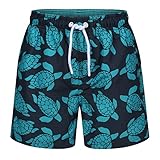 RIPT Jungen Essentials Quick Dry UV 50 Sonnenschutz Badeshorts Badehose, Navy/Turquoise, 7-8 Jahre