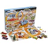 Hot Wheels Adventskalender, 8 Spielzeugautos mit Feiertagsmotiven und diversem Zubehör mit Spielmatte, Geschenk & Spielzeug für Kinder ab 3 Jahren, HCW15