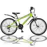 Talson 26 Zoll Mountainbike Fahrrad mit Gabelfederung und Beleuchtung mit 21-Gang in Grün