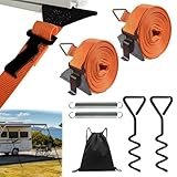 PASLFC Sturmband Markise Wohnmobil, Markisen Sturmsicherung, Sturmband für Vorzelt, Sturmbänder Markise, Wohnwagen hold down Side Kit die für die Meisten Wohnmobil & Wohnwagen (orangefarbene Farbe)