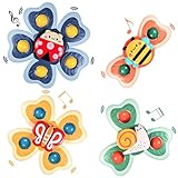 Saugnapf Spinner Spielzeug für Baby Toys, Badewannenspielzeug Sensorik Spielzeug für Kleinkinder 1-3 Geburtstagsgeschenk Spinning Top Saugspielzeug (4Pcs)