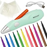 Westcott Airbrush Set für Kinder | Elektrischer Farbsprühstift im Starter-Set mit 12 Filzstiften und 19 Schablonen | Airbrush Fun zum Zeichnen und Malen | Mit Akku und USB-Ladegerät | E-16800 00