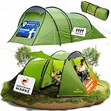 trailvista® Cevedale Zelt 4 Personen Wasserdicht, leicht, kompakt & schnell aufbaubare Zelte, Camping Zelt mit Vorzelt - Tent, Familienzelt, Tunnelzelt 4 Personen Zelt, 4 Mann Zelt wasserdicht