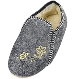 APREGGIO - Warme Damen Winter Hausschuhe aus Filz - Warme Pantoffeln Damen aus Wollfil - Wolle Isoliert - 100% Naturprodukt - Pantoffeln Geschlossen - Handgefertigt - Grau - Größe 40 EU