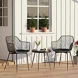 buybyroom Gartenmöbel Set 2 Garten Stühle +Tisch, Outdoor Balkonmöbel Kleiner Balkon Gartengarnitur Set Kunststoff Terrassenmöbel Set für Balkon, Terrasse & Garten, Schwarz