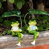 FONDUO Deko Frosch Garten Figuren Draußen, Gartenfigur Statue, Wetterfest, Garten Deko Ornament, Gartendeko Frosch Dekoration Für Blumentopf Miniteich Teich BalkonGartenteich Kantenhocker (A+B)