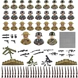 Sensogle 80 Militär Figuren Ww2 Soldaten Waffen Set, 30 Soldaten Minifigure Figurine + 50 Waffen, Military Krieg, Small Soldiers Maschinengewehr, Sandsack Toy Soldiers Ww2