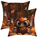 Herbst-Kissenbezüge, Herbstblatt und Käfer, dekorative Kissenbezüge im Landhausstil, für Zuhause, Sofa, Bett, Couch, 45,7 x 45,7 cm, 2 Stück
