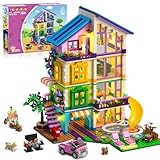 HOGOKIDS Freunde Haus Bauspielzeug mit LED Licht - 1317 Teile Villa Bausteine Spielzeug mit Rutsche und Auto, Traumgarten Haus Baukasten, Geburtstags Geschenk für Mädchen Jungen Kinder ab 8+ Jahre