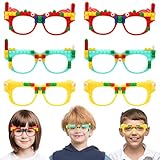 Vaileal 9 Stück Bauklötze Brille: Building Block Glasses, Building Bricks Gläser, Bausteine Brillen Party Zubehör, Party Brille Lustig mit DIY Blöcken für Kinder Partys, Geburtstag, Foto Requisiten